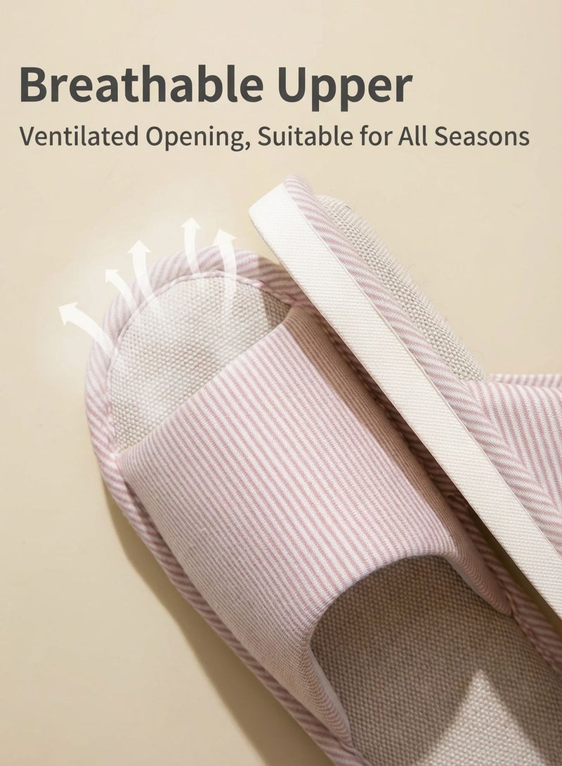 Baytak Home Slippers for Women, Linen Open Toe House Slippers Anti Slip for Indoor Outdoor Bedroom - Image 2